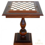 Table d'échecs en bois de bruyère - Echiquier en marbre italien