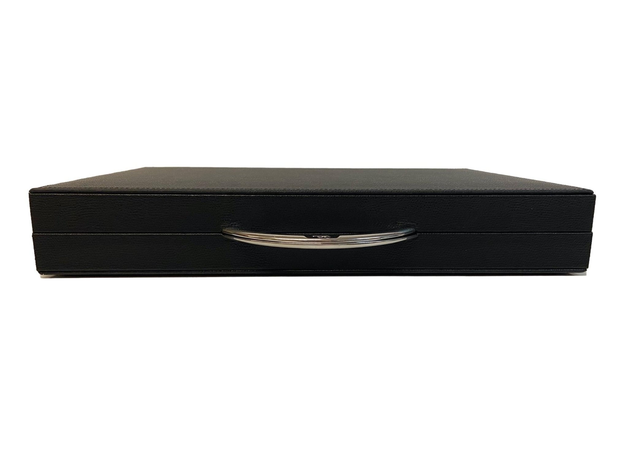 Backgammon Cuir véritable GM - Noir / Orange - Renzo Romagnoli - Backgammon en cuir cadeau bel objet - Rouge et Noir
