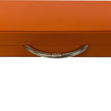 Backgammon Cuir véritable GM - Orange - Renzo Romagnoli - Backgammon en cuir - Rouge et Noir