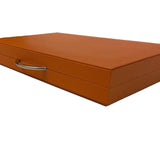 Backgammon Cuir véritable GM - Orange - Renzo Romagnoli - Backgammon en cuir - Rouge et Noir