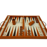 Backgammon Cuir véritable GM - Orange - Renzo Romagnoli - Backgammon en cuir - Rouge et Noir