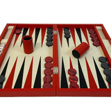 Backgammon Cuir véritable GM - Rouge - Renzo Romagnoli - Backgammon en cuir - Rouge et Noir