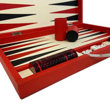 Backgammon Cuir véritable GM - Rouge - Renzo Romagnoli - Backgammon en cuir - Rouge et Noir