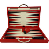 Backgammon Cuir véritable GM - Rouge - Renzo Romagnoli - Backgammon en cuir - Rouge et Noir