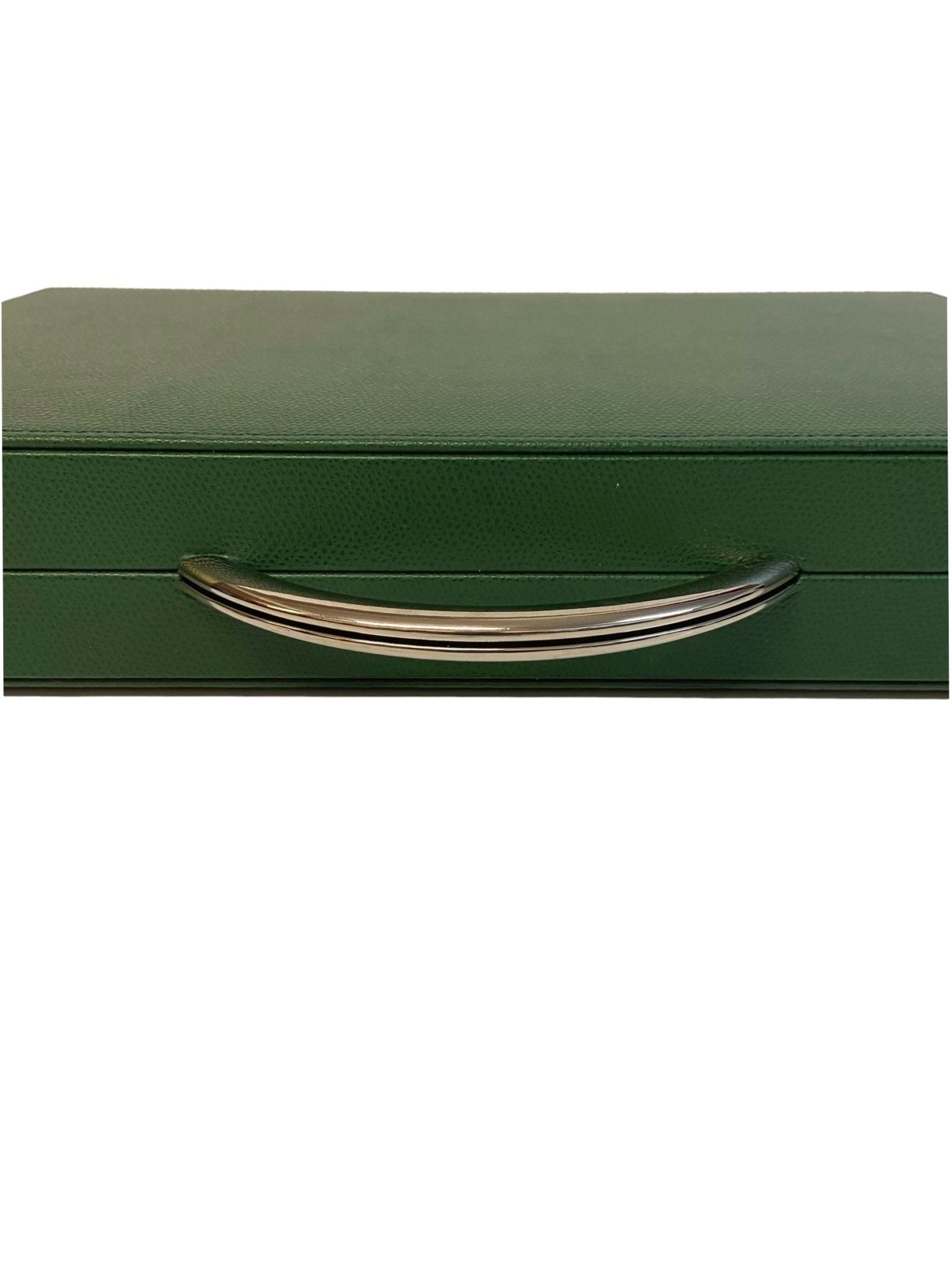 Backgammon Cuir véritable GM - Vert / Orange - Renzo Romagnoli - Backgammon en cuir - Rouge et Noir