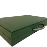 Backgammon Cuir véritable GM - Vert / Orange - Renzo Romagnoli - Backgammon en cuir - Rouge et Noir