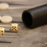 Backgammon de voyage - Roulable - Cuir Gris - Backgammon en cuir de voyage - Rouge et Noir