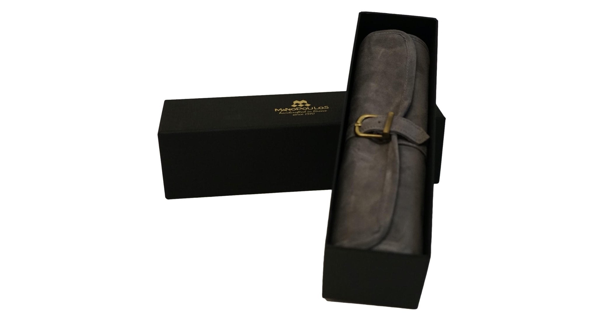 Backgammon de voyage - Roulable - Cuir Gris - Backgammon en cuir de voyage - Rouge et Noir