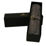 Backgammon de voyage - Roulable - Cuir Gris - Backgammon en cuir de voyage - Rouge et Noir