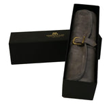 Backgammon de voyage - Roulable - Cuir Gris - Backgammon en cuir de voyage - Rouge et Noir