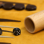Backgammon de voyage - Roulable - Cuir Jaune - Backgammon en cuir de voyage - Rouge et Noir