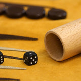Backgammon de voyage - Roulable - Cuir Jaune - Backgammon en cuir de voyage - Rouge et Noir