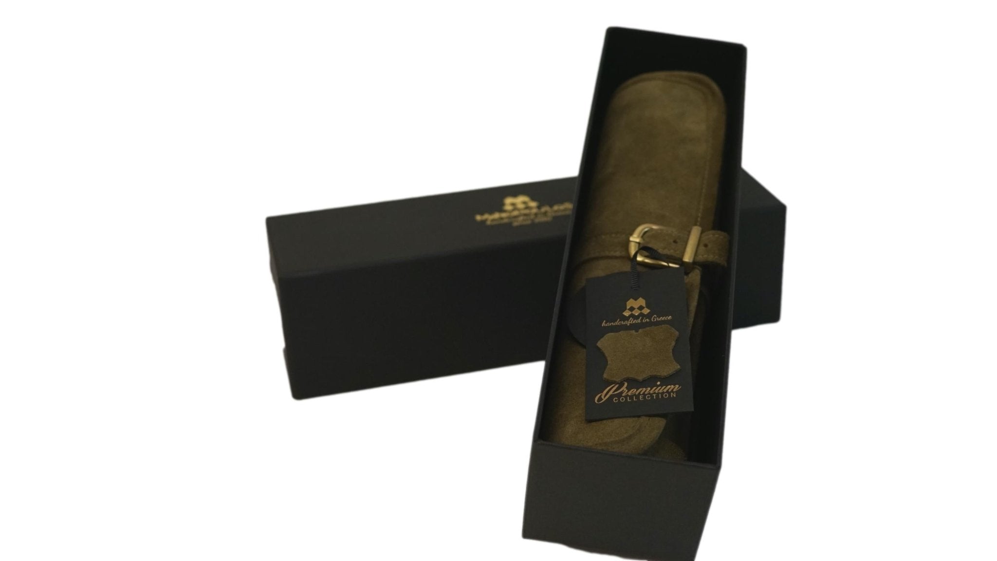 Backgammon de voyage - Roulable - Cuir Kaki - Backgammon en cuir de voyage - Rouge et Noir