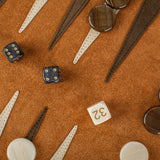 Backgammon de voyage - Roulable - Cuir Marron - Backgammon en cuir de voyage - Rouge et Noir