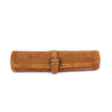 Backgammon de voyage - Roulable - Cuir Marron - Backgammon en cuir de voyage - Rouge et Noir