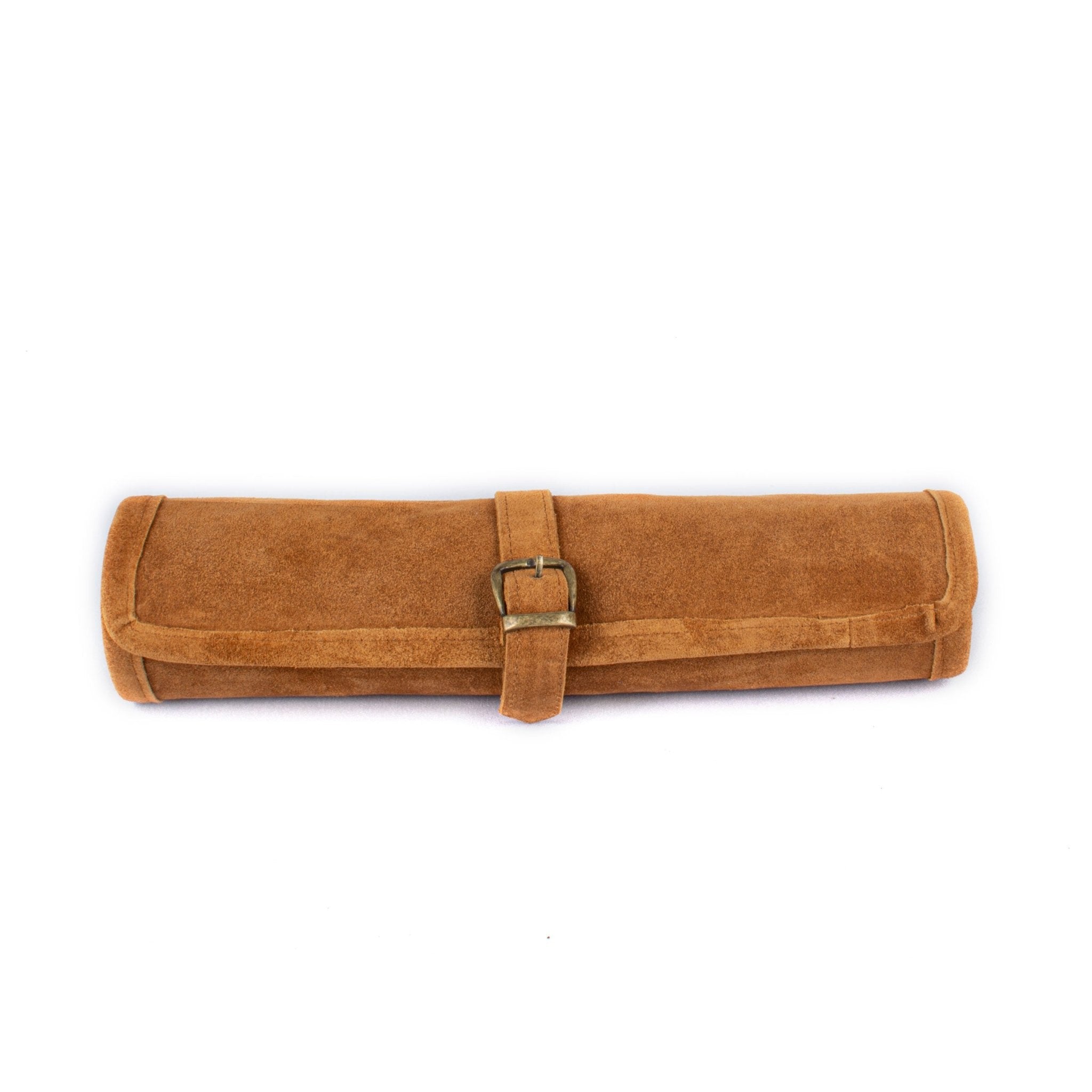 Backgammon de voyage - Roulable - Cuir Marron - Backgammon en cuir de voyage - Rouge et Noir