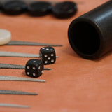 Backgammon de voyage - Roulable - Cuir Rose - Backgammon en cuir de voyage - Rouge et Noir