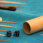 Backgammon de voyage - Roulable - Cuir Turquoise - Backgammon en cuir de voyage - Rouge et Noir