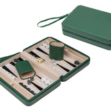 Backgammon de voyage - Sacoche cuir vegan - Backgammon en cuir vegan de voyage - Rouge et Noir