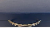 Backgammon en Cuir véritable MM - Bleu - Renzo Romagnoli - Backgammon en cuir bel objet - Rouge et Noir