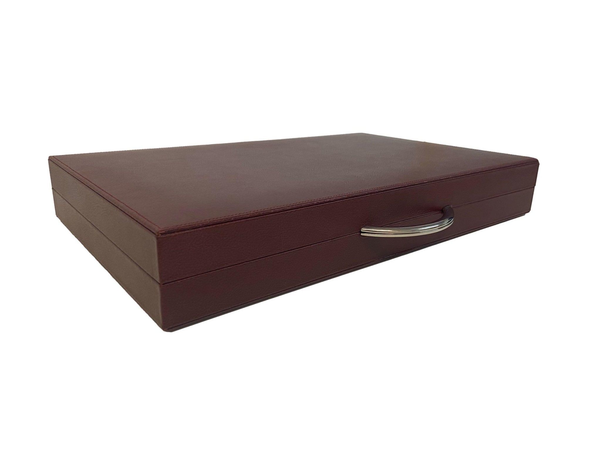 Backgammon en Cuir véritable MM - Bordeaux - Renzo Romagnoli - Backgammon en cuir - Rouge et Noir