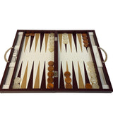 Backgammon en Cuir véritable MM - Bordeaux - Renzo Romagnoli - Backgammon en cuir - Rouge et Noir