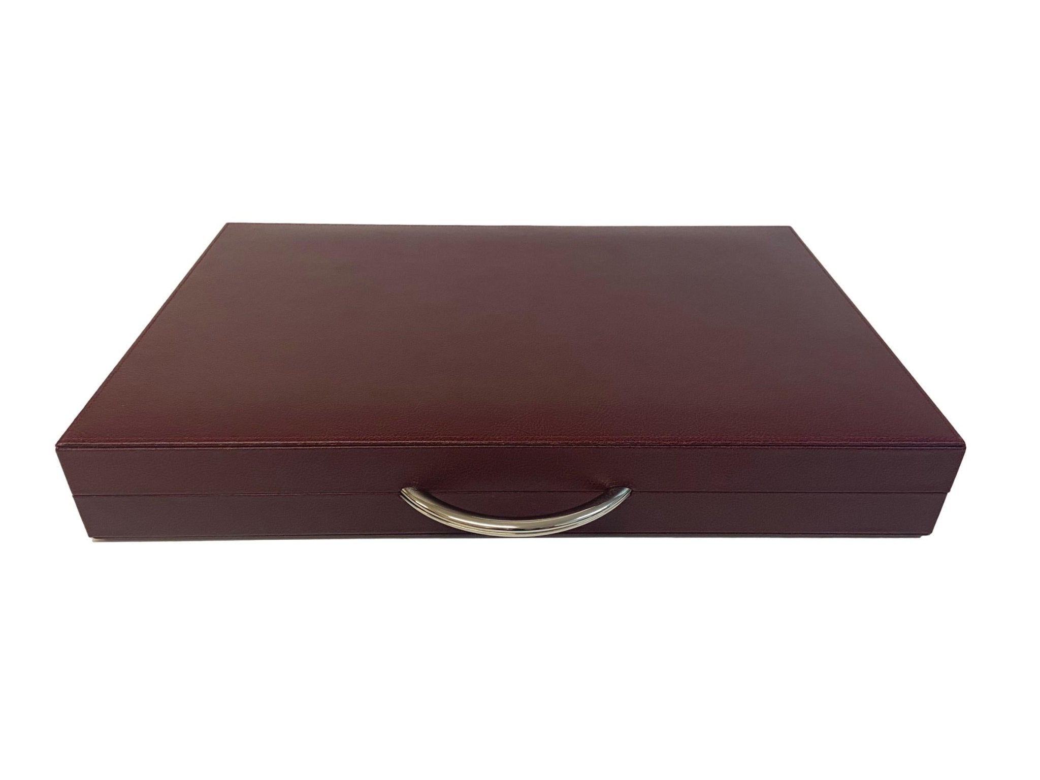 Backgammon en Cuir véritable MM - Bordeaux - Renzo Romagnoli - Backgammon en cuir - Rouge et Noir