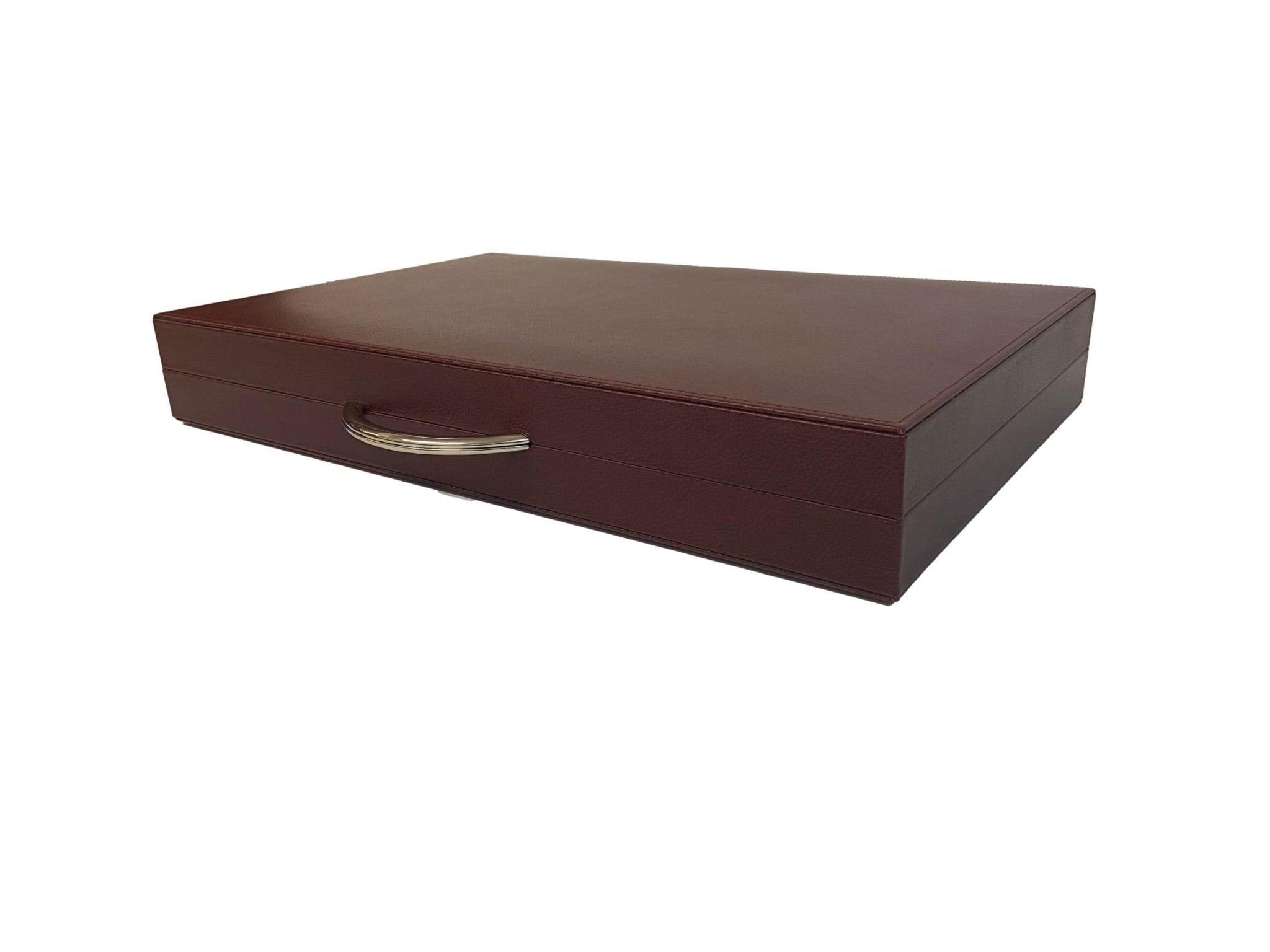 Backgammon en Cuir véritable MM - Bordeaux - Renzo Romagnoli - Backgammon en cuir - Rouge et Noir