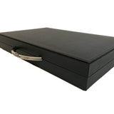 Backgammon en Cuir véritable MM - Noir / Orange - Renzo Romagnoli - Backgammon en cuir - Rouge et Noir