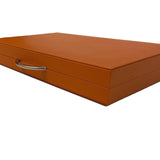 Backgammon en Cuir véritable MM - Orange - Renzo Romagnoli - Backgammon en cuir - Rouge et Noir