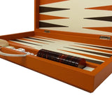 Backgammon en Cuir véritable MM - Orange - Renzo Romagnoli - Backgammon en cuir - Rouge et Noir