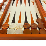Backgammon en Cuir véritable MM - Orange - Renzo Romagnoli - Backgammon en cuir - Rouge et Noir