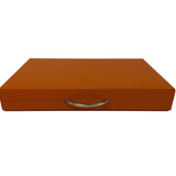 Backgammon en Cuir véritable MM - Orange - Renzo Romagnoli - Backgammon en cuir - Rouge et Noir