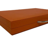 Backgammon en Cuir véritable MM - Orange - Renzo Romagnoli - Backgammon en cuir - Rouge et Noir