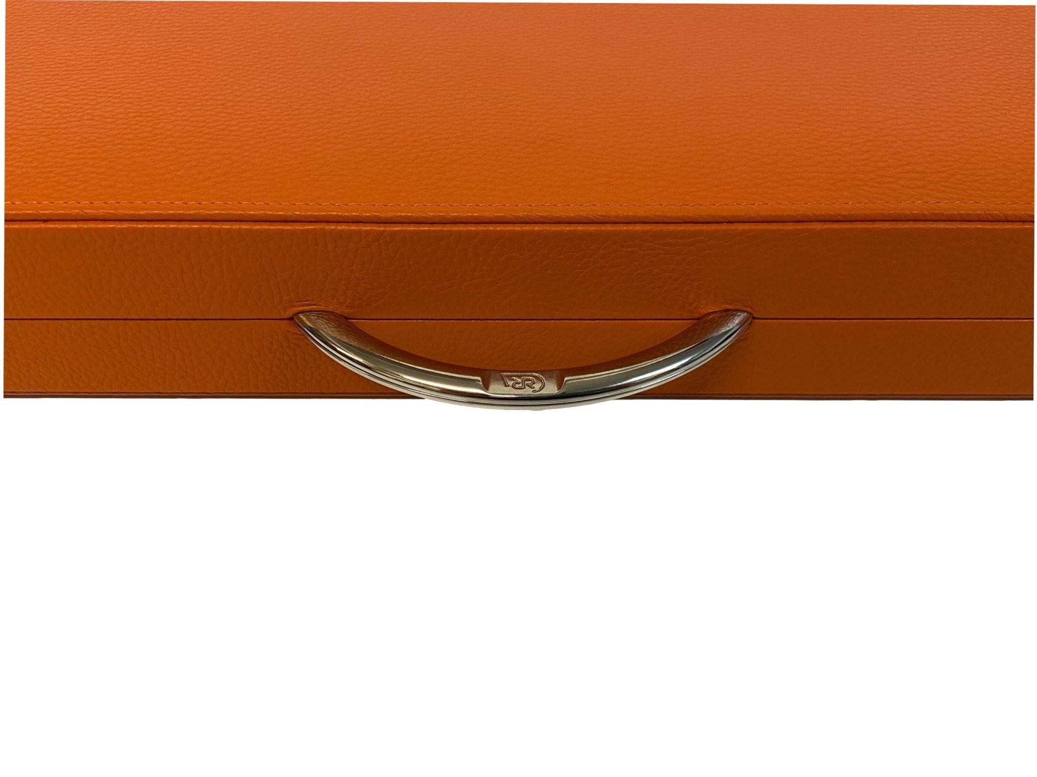 Backgammon en Cuir véritable MM - Orange - Renzo Romagnoli - Backgammon en cuir - Rouge et Noir