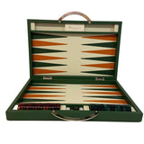 Backgammon en Cuir véritable MM - Vert/Orange - Renzo Romagnoli - Backgammon en cuir - Rouge et Noir