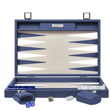 Backgammon Hector Saxe - Buffle Bleu de France - Grand - Backgammon en cuir - Rouge et Noir