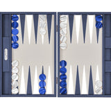 Backgammon Hector Saxe - Buffle Bleu de France - Grand - Backgammon en cuir - Rouge et Noir