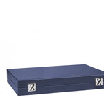 Backgammon Hector Saxe - Buffle Bleu de France - Grand - Backgammon en cuir - Rouge et Noir