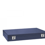 Backgammon Hector Saxe - Buffle Bleu de France - Grand - Backgammon en cuir - Rouge et Noir
