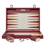 Backgammon Hector Saxe - Buffle Bordeaux - Grand - Backgammon en cuir - Rouge et Noir