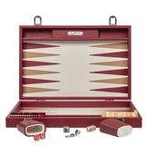 Backgammon Hector Saxe - Buffle Bordeaux - Grand - Backgammon en cuir - Rouge et Noir
