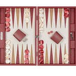 Backgammon Hector Saxe - Buffle Bordeaux - Grand - Backgammon en cuir - Rouge et Noir