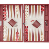 Backgammon Hector Saxe - Buffle Bordeaux - Grand - Backgammon en cuir - Rouge et Noir