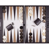 Backgammon Hector Saxe - Buffle Chocolat - Compétition - backgammon cuir véritable - Rouge et Noir