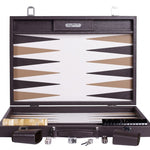 Backgammon Hector Saxe - Buffle Chocolat - Compétition - backgammon cuir véritable - Rouge et Noir
