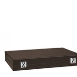 Backgammon Hector Saxe - Buffle Chocolat - Grand - Backgammon en cuir - Rouge et Noir