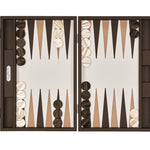 Backgammon Hector Saxe - Buffle Chocolat - Grand - Backgammon en cuir - Rouge et Noir