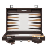 Backgammon Hector Saxe - Buffle Chocolat - Grand - Backgammon en cuir - Rouge et Noir