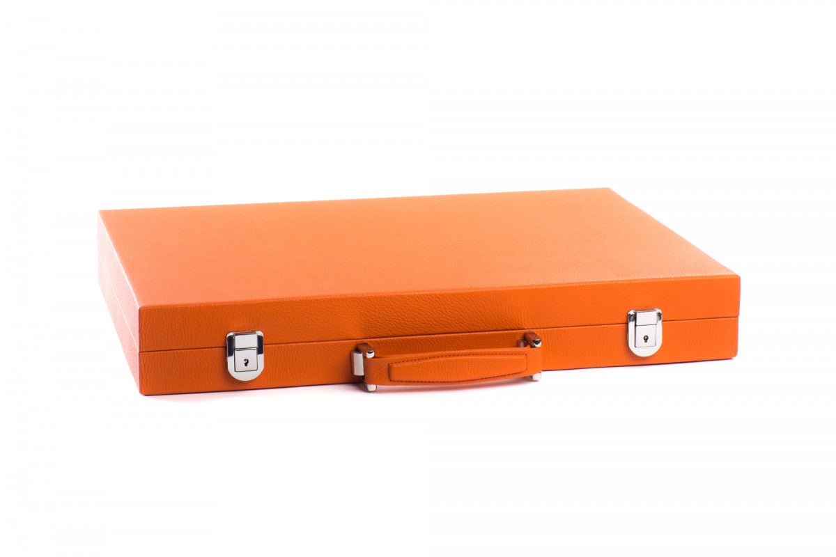 Backgammon Hector Saxe - Buffle Orange - Compétition - Backgammon en cuir - Rouge et Noir